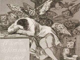 Detail of Goya's Sleep of Reason Produces Monsters etching