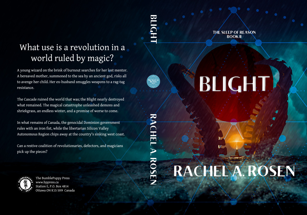 Front and back covers of Blight, by Rachel A. Rosen