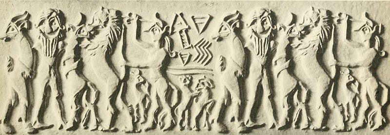 Image shows stone carving illustrating The Epic of Gilgamesh